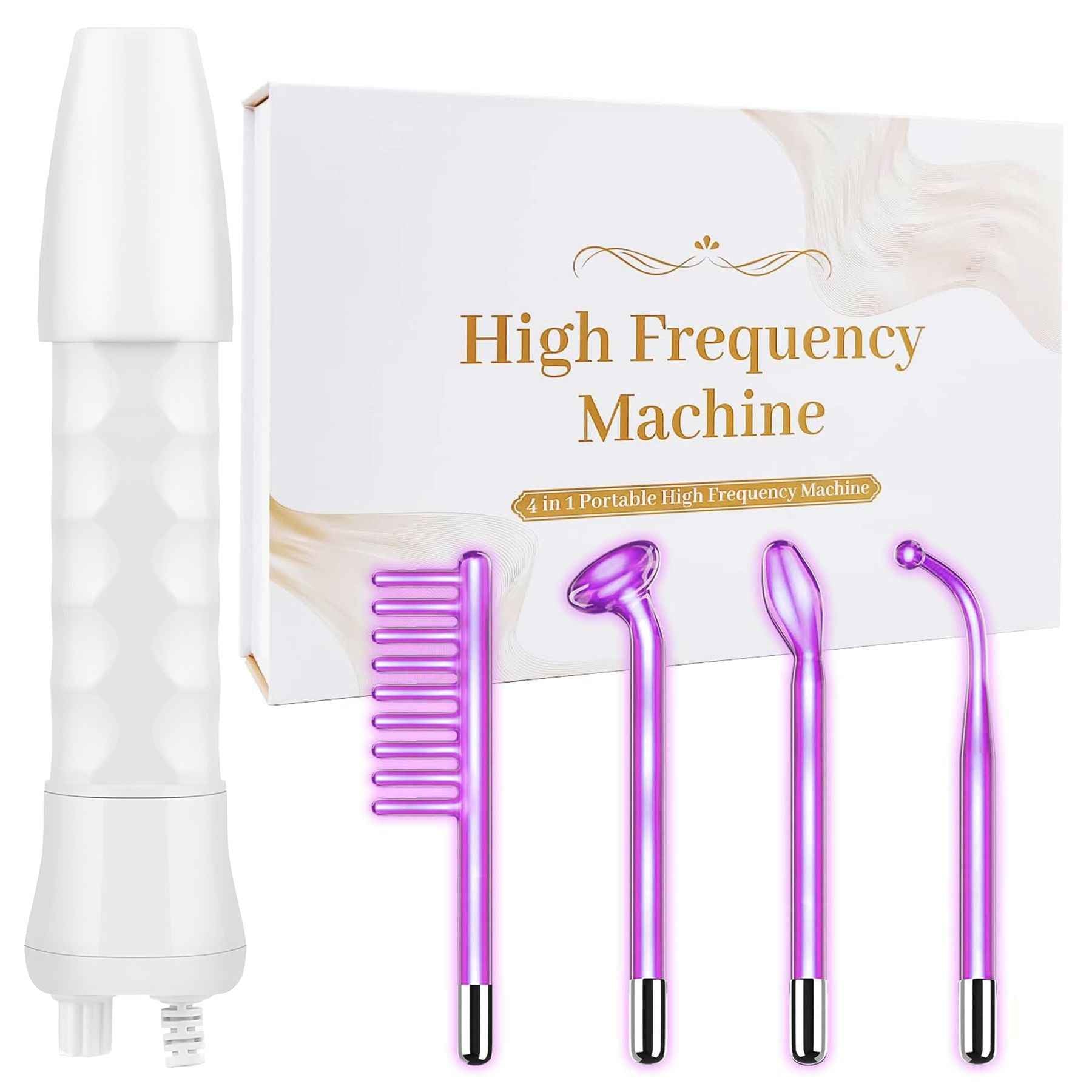 High Frequency Wand 'C Violet Portable Skin Therapy Machine for Anti-Aging - Skin Tightening - Wrinkle Reducing - Dark Circles - 4 in 1